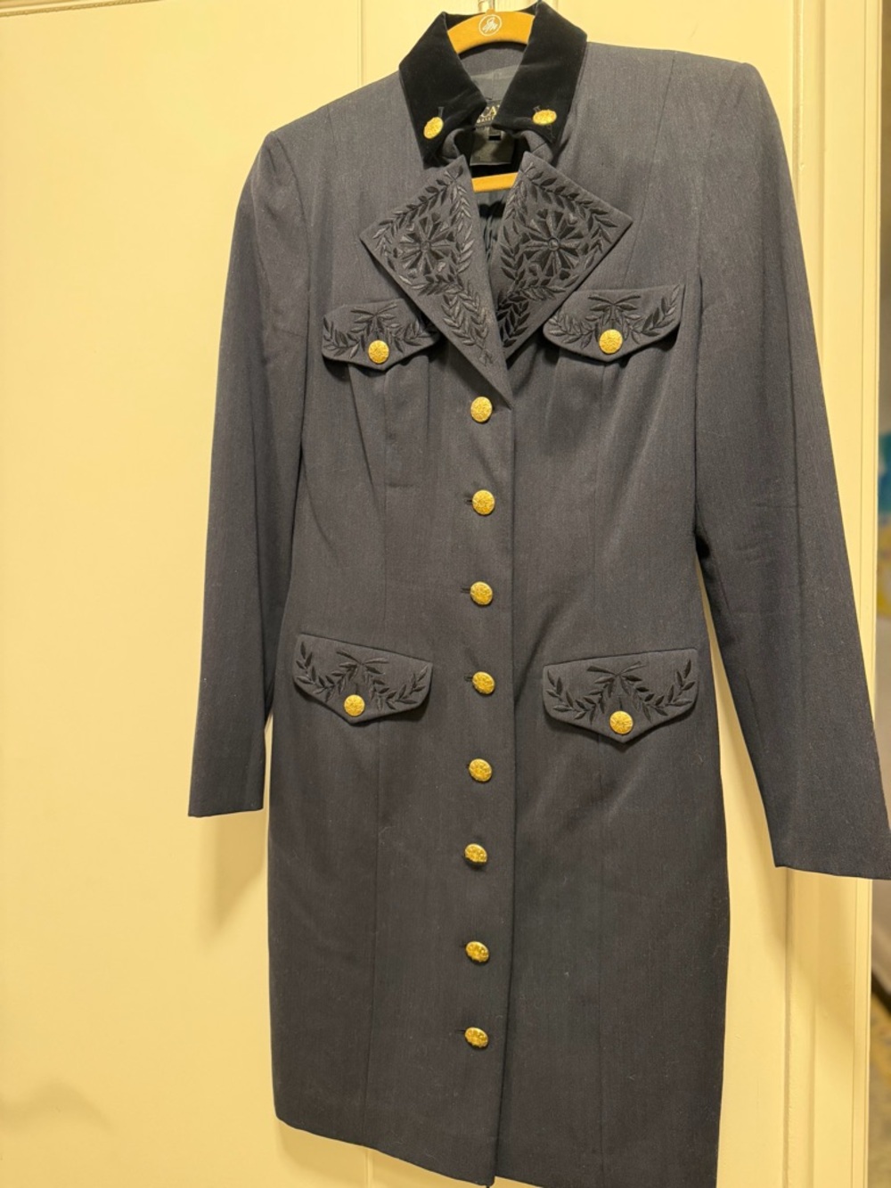 Escada Wool Military Style Dress - Navy Blue - Size 36